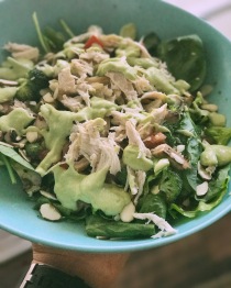 Avocado dressing on chicken salad picture